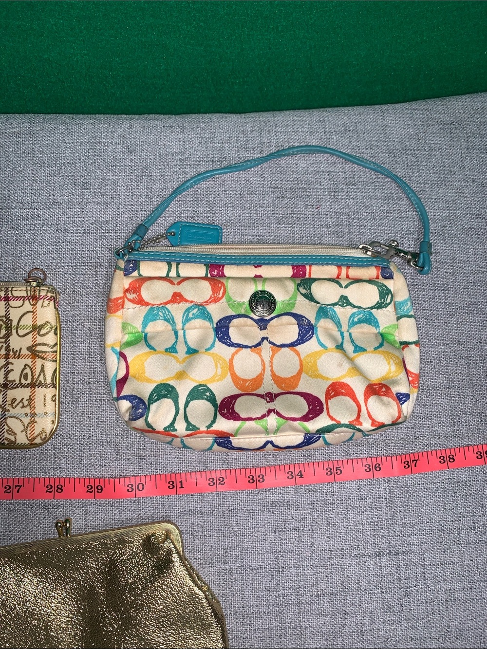 Coach Multicolor Signature Canvas and Gold Coin Purse Wristlet Set - Picture 4 of 8